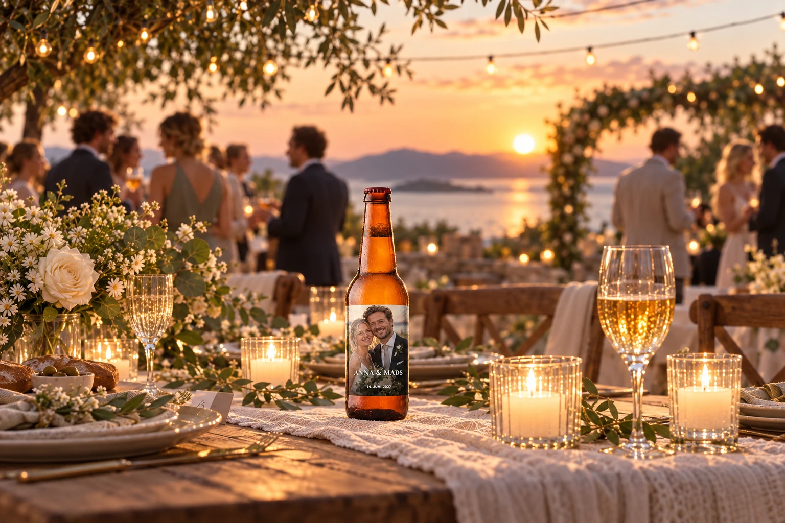 Personlig øletiket til et bryllup