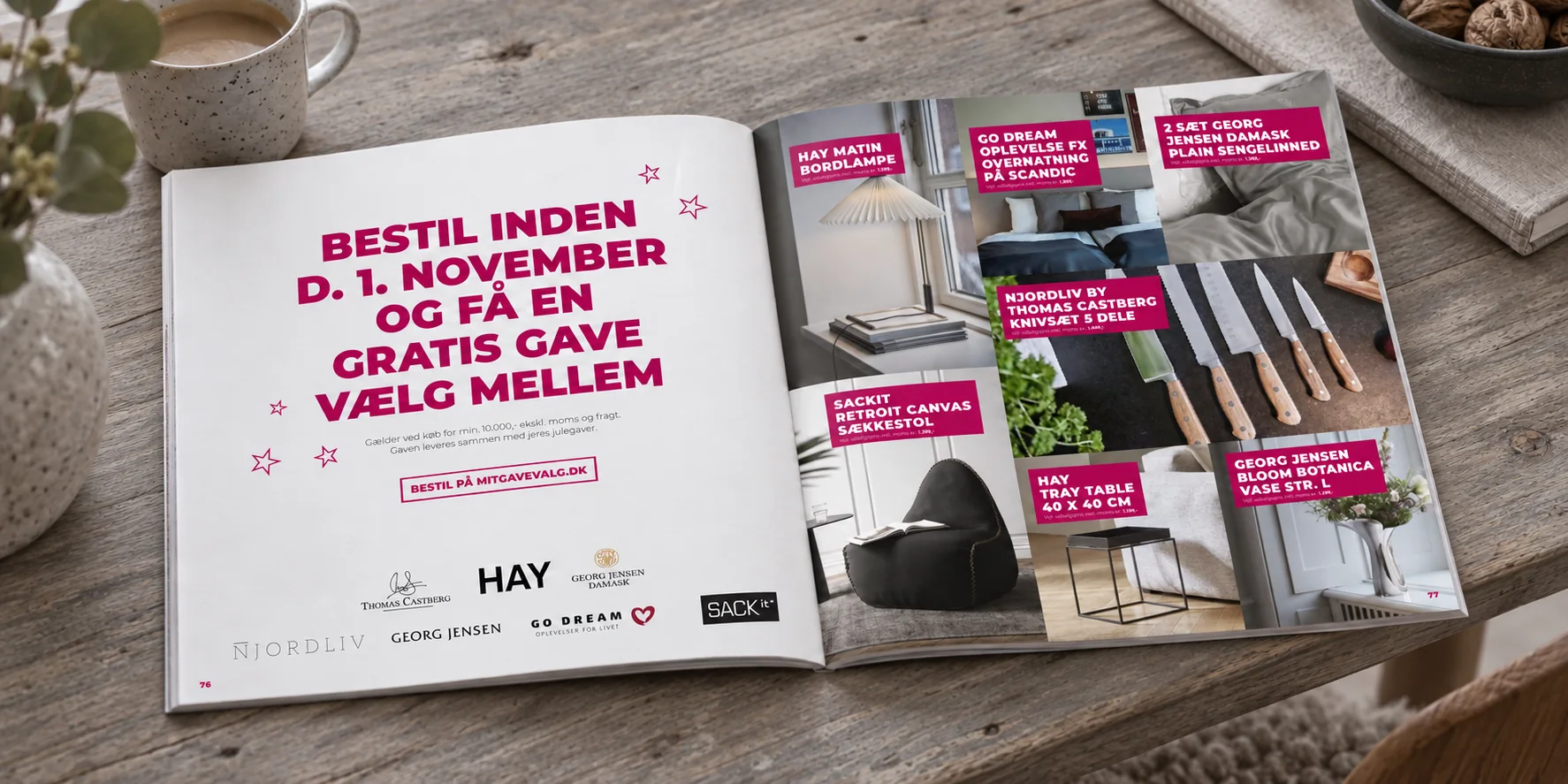 MitGavevalg 2020 — trykte sider 76–77 med kampagne for gratis gave
